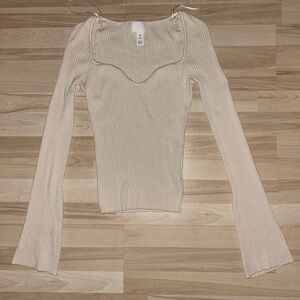 Women's Cream Ribbed Top